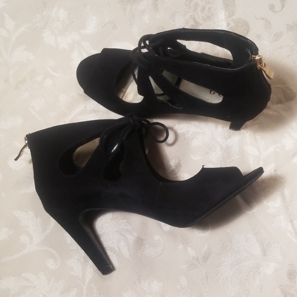 A.N.A Black Suede Peeptoe Booties - Picture 3 of 3